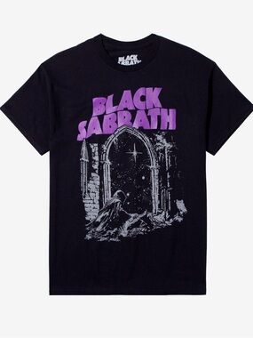 Hot Topic Black Black Sabbath Tee Night Arch with Purple Logo